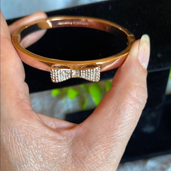 Rose Gold Bangle with Bow Accent - Picture 2 of 6